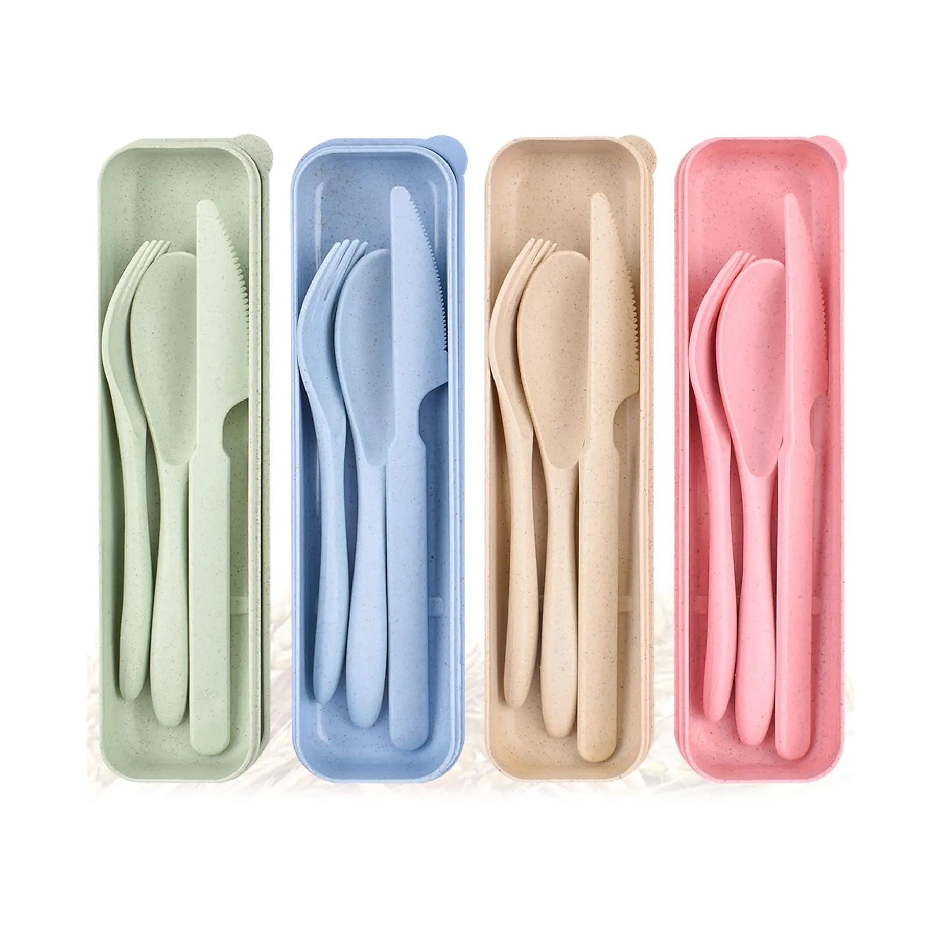 Sustainable Wheat Straw Travel Cutlery Set w/ Case	