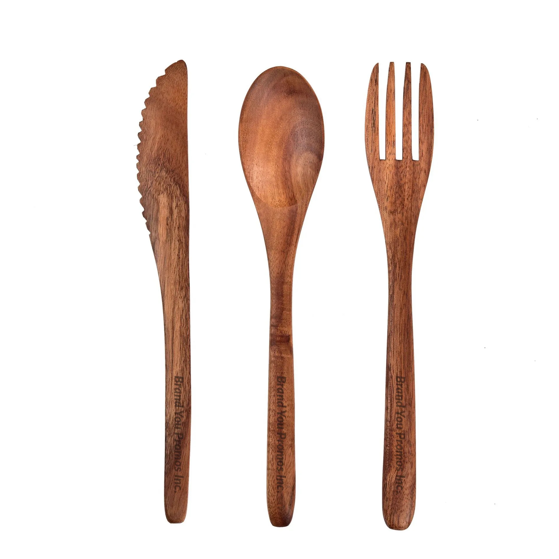 Eco-Friendly Teak Wood 3-Piece Cutlery Set Spoon Fork Knife	