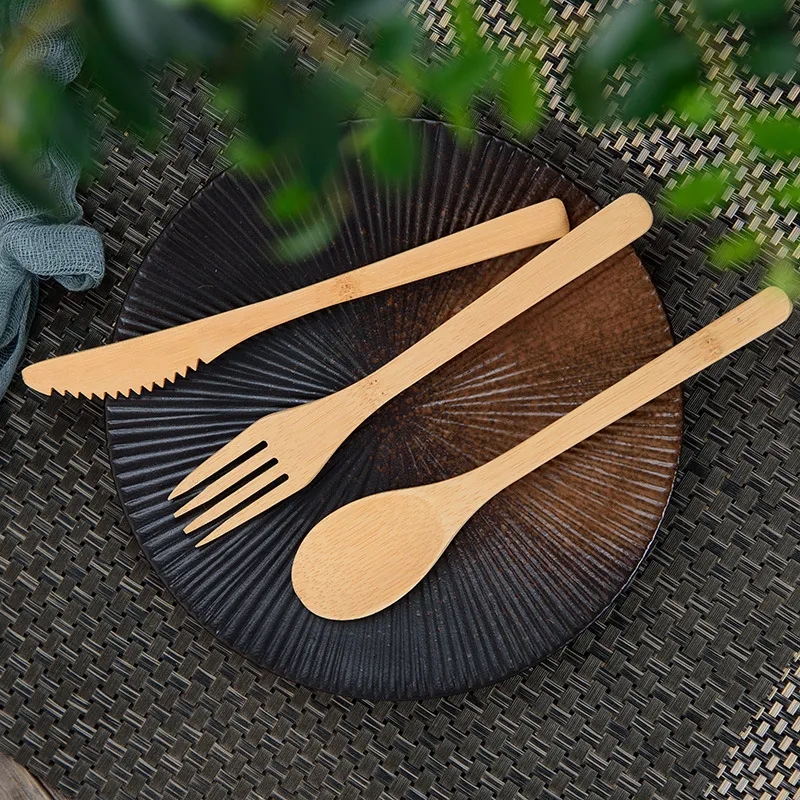 Bamboo 3-Piece Wooden Cutlery Set - Eco-Friendly	