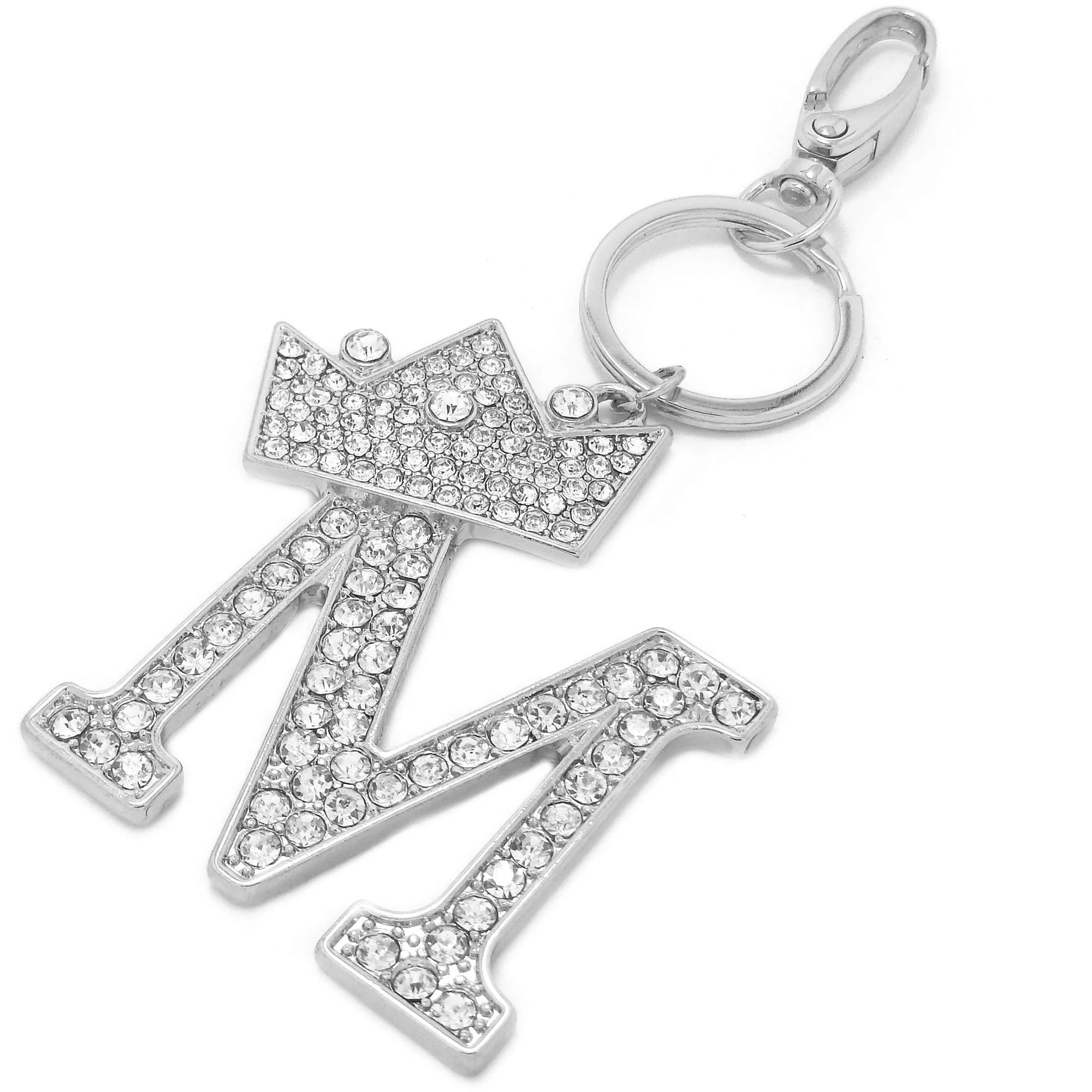 Rhinestone Studded Custom Shape Key Chain Ring Bag Charm	