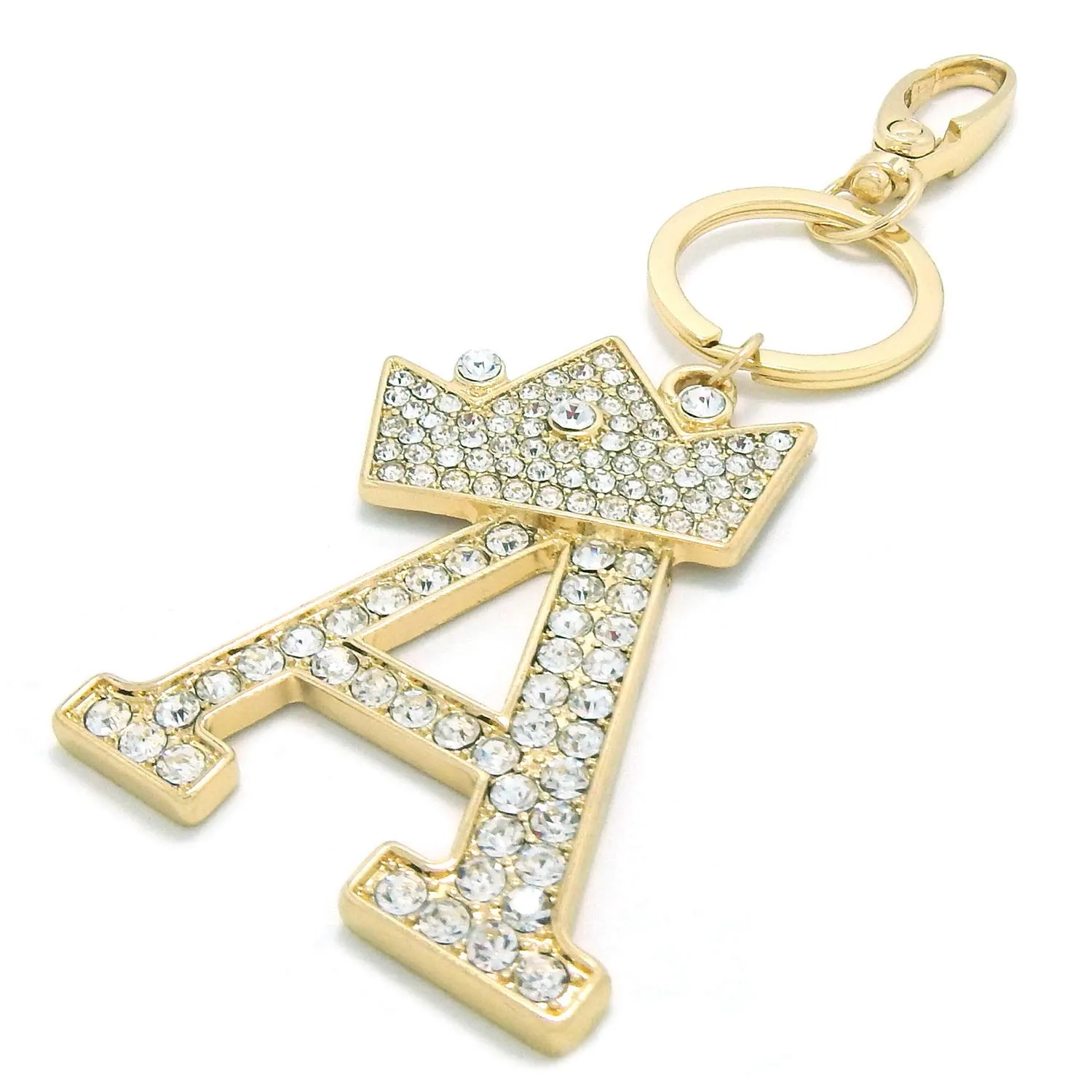 Rhinestone Studded Custom Shape Key Chain Ring Bag Charm	