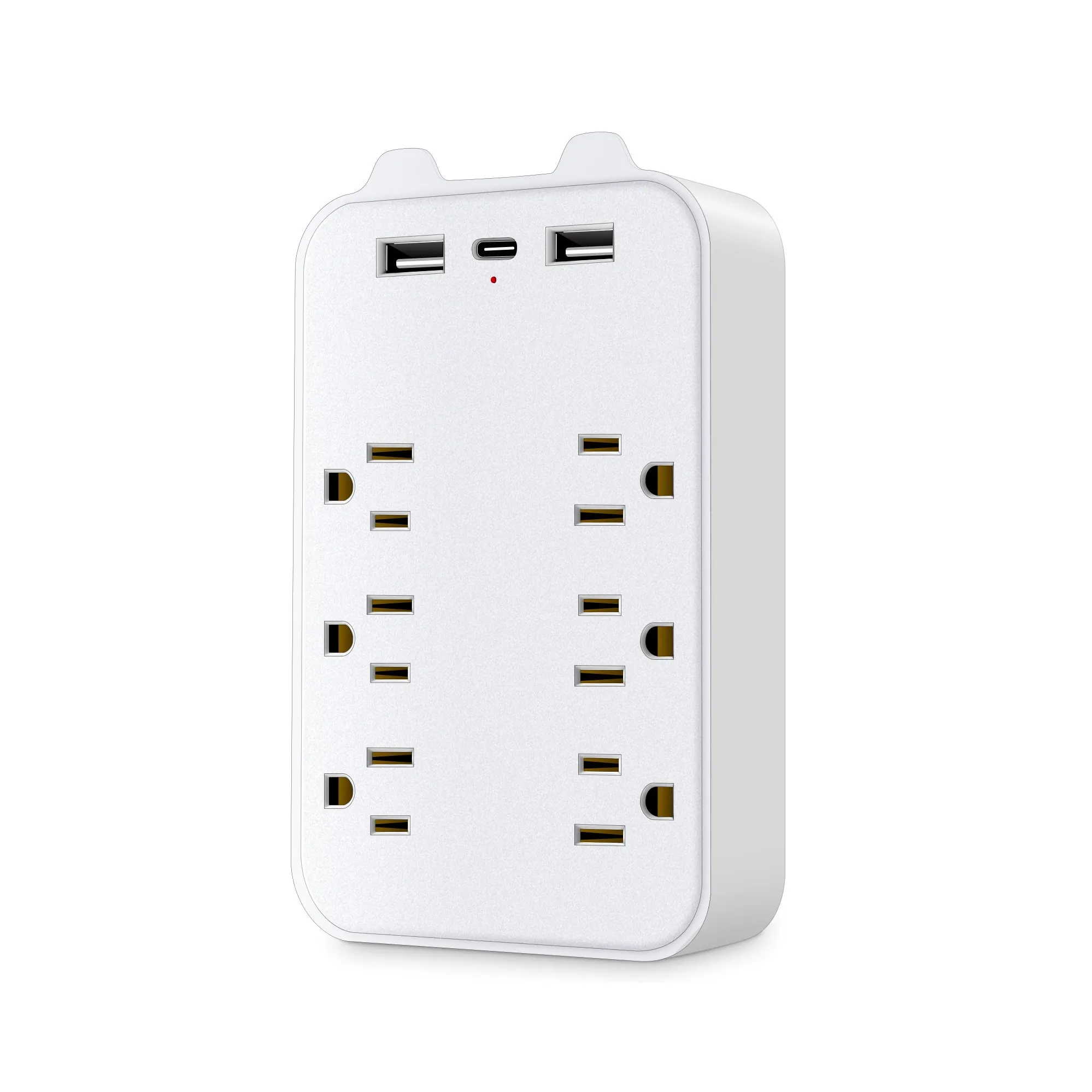 6-Socket Portable Converter with USB & Phone Charging Shelf	