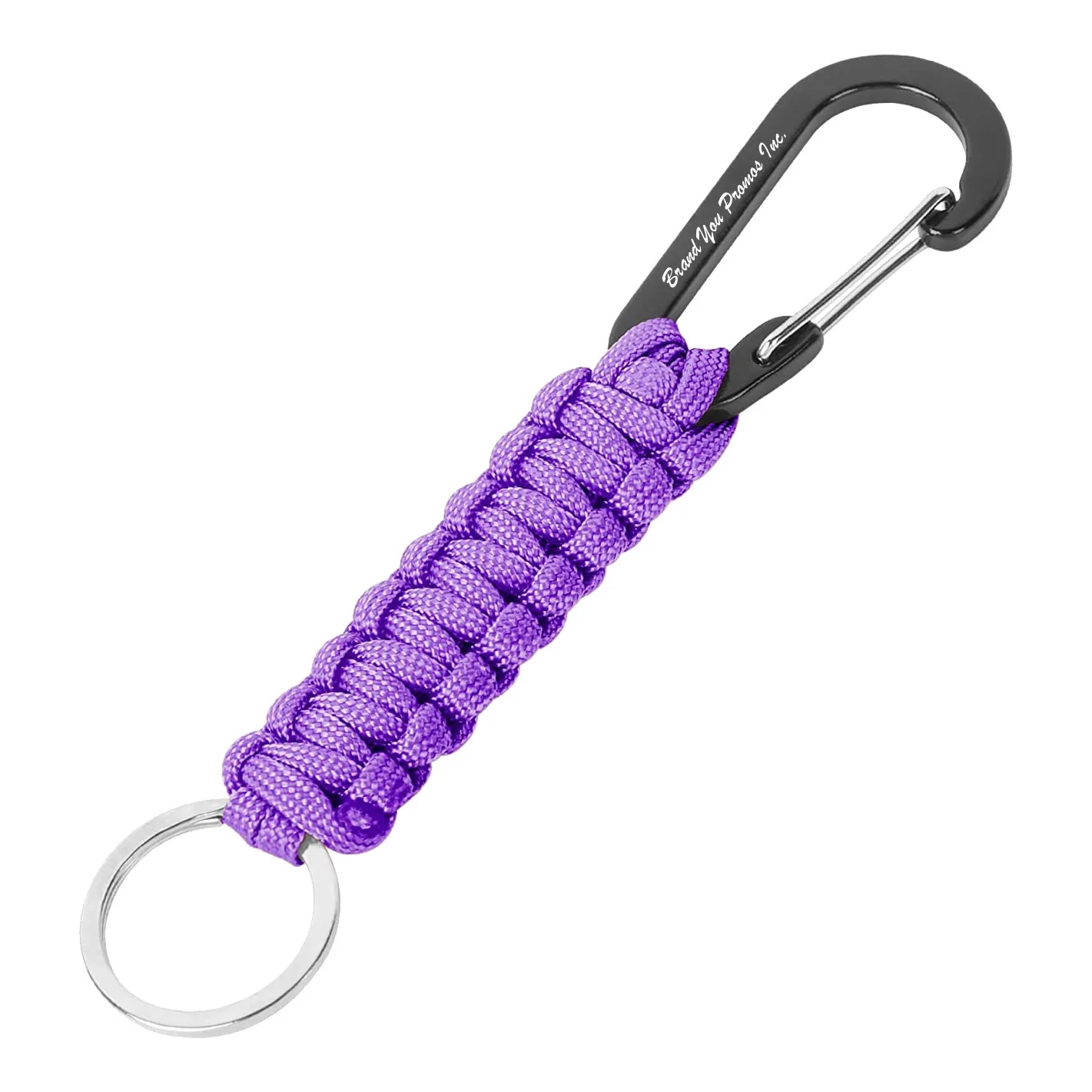 Military Braided Paracord Carabiner Keychain Clip w/ Strap	