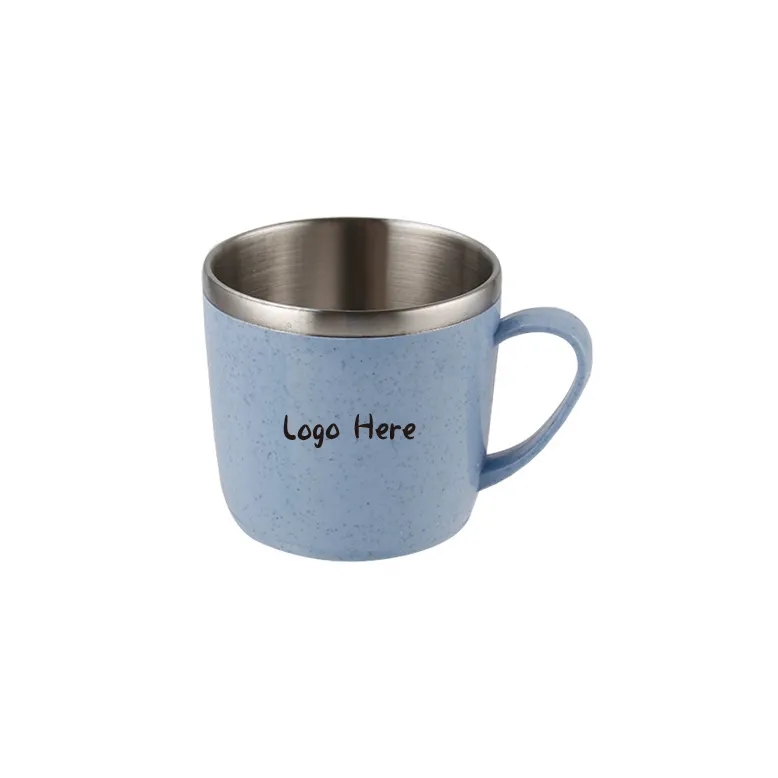 Eco-Friendly 320ml Stainless Steel & Wheat Straw Thermal Cup	