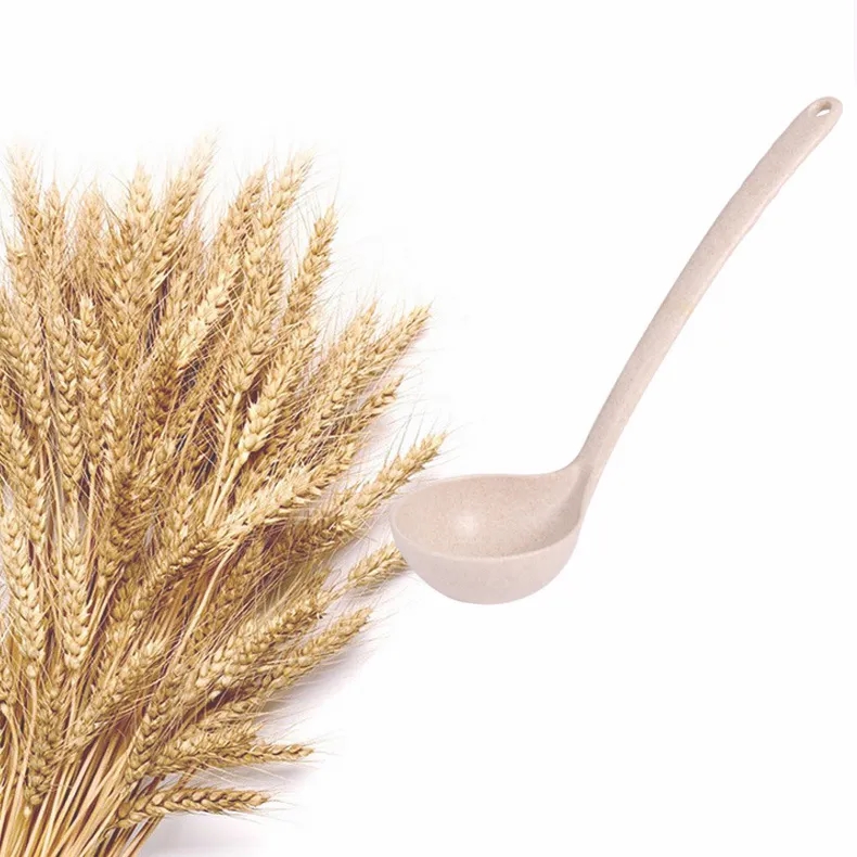 Eco-Friendly Wheat Straw Large Long-Handle Soup Spoon	