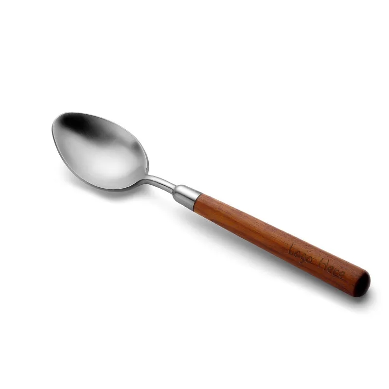 Walnut Wood Handle 18/8 Stainless Steel Dinner Spoon	