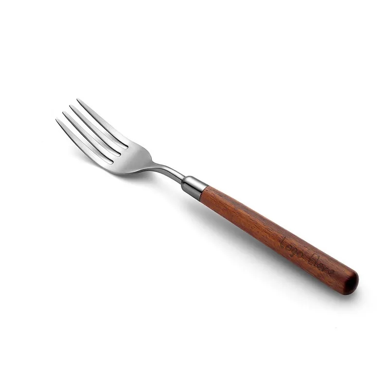 Walnut Wood Handle 18/8 Stainless Steel Dinner Fork	