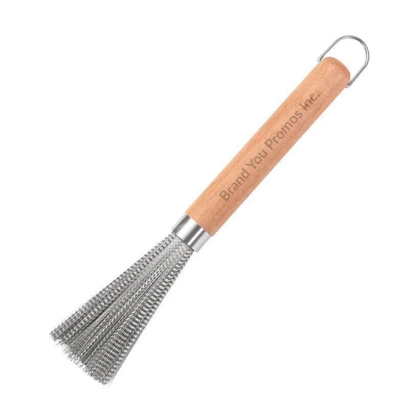 Eco-Friendly Steel Bristle Scrubber with Wooden Handle	