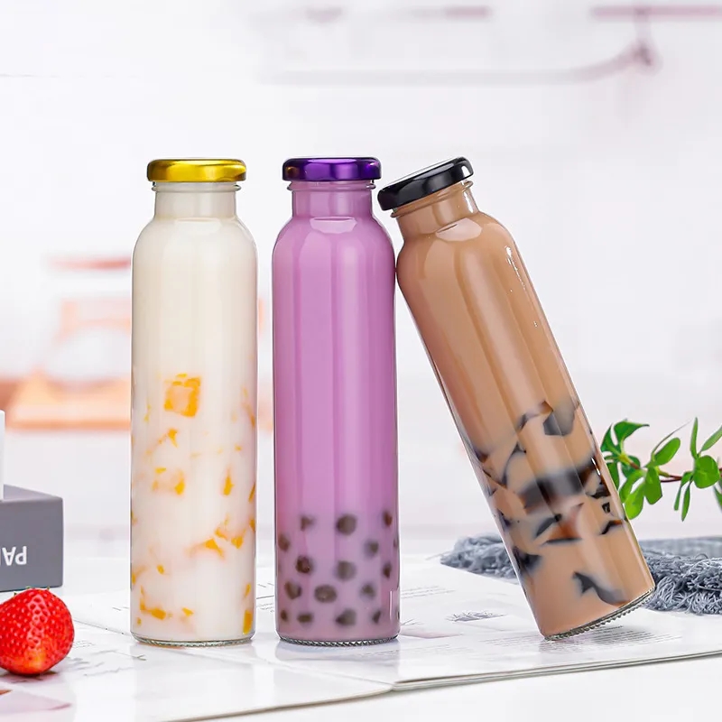 16 oz Airtight Glass Beverage Bottle for Milk Tea & Juices	