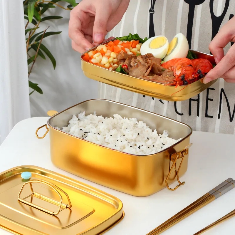 Double-Layer 1.5L Stainless Steel Portable Lunch Box for All	