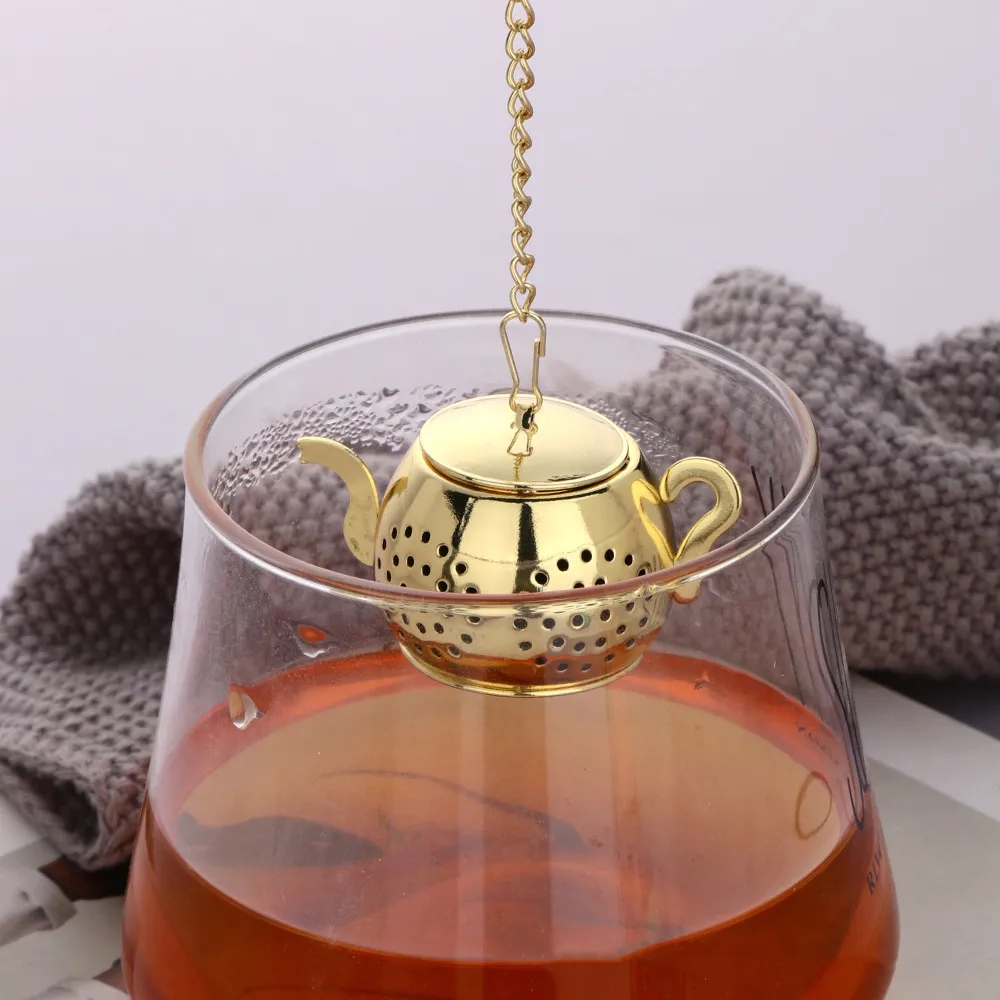 Creative Teapot-Shaped Stainless Steel Tea Infuser w/ Chain	