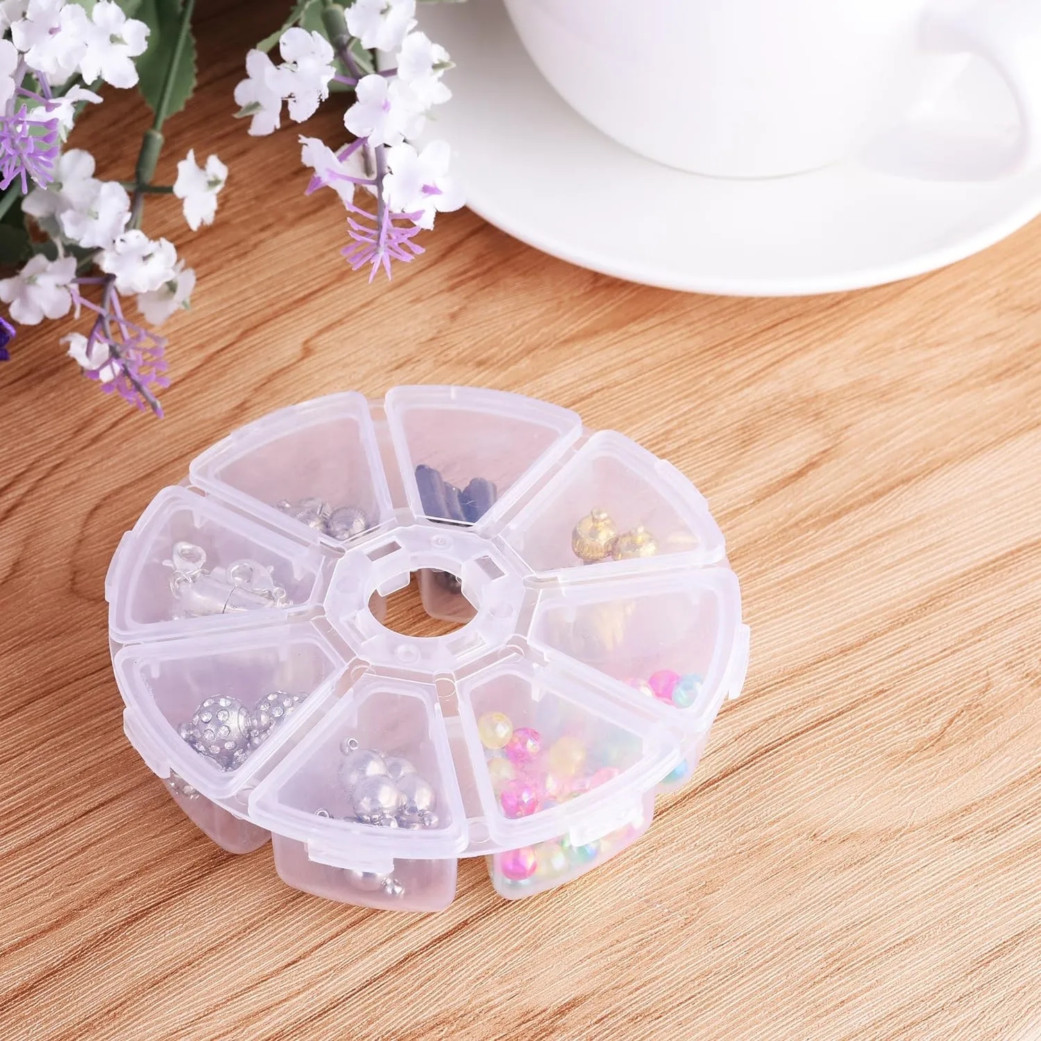 8-Compartment Clear PP Plastic Crafts Storage Box Case	