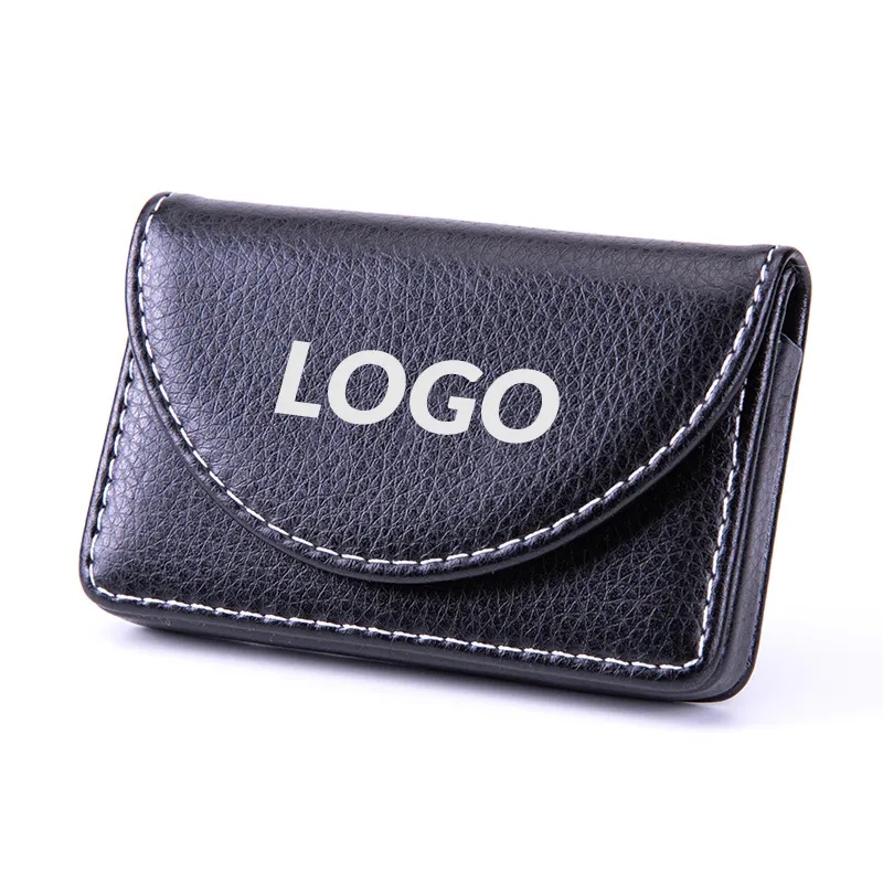 Magnetic Stainless Steel & PU Leather Business Card Holder	