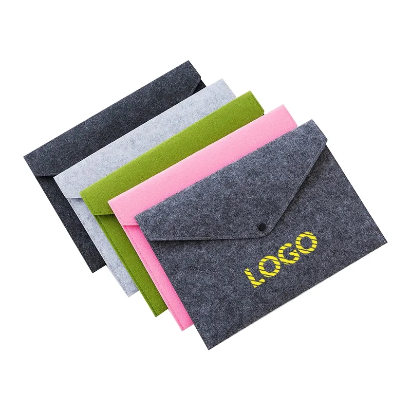 Minimalist A4 Felt File Document Bag - Snap Fastened	