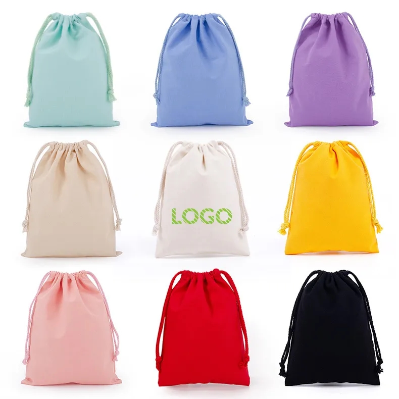 Small Cotton Canvas Drawstring Storage Pouch 7*10cm	