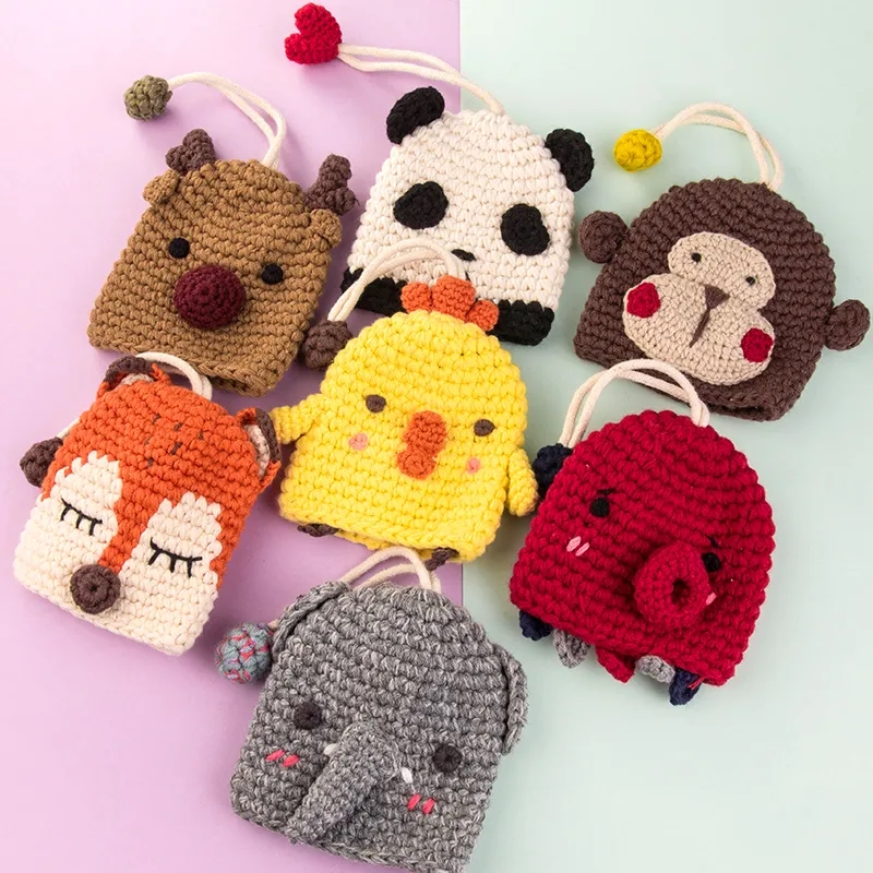 Playful Animal Crochet Key Sleeve Holder Case Fob Pouch	