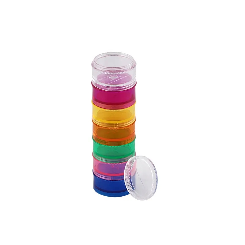 Rainbow Weekly Stackable 7-Day Pill Organizer Box Tube	