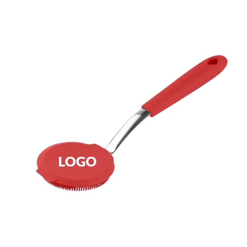 Ergonomic Silicone Kitchen Dish Brush Scrub w/ Handle	