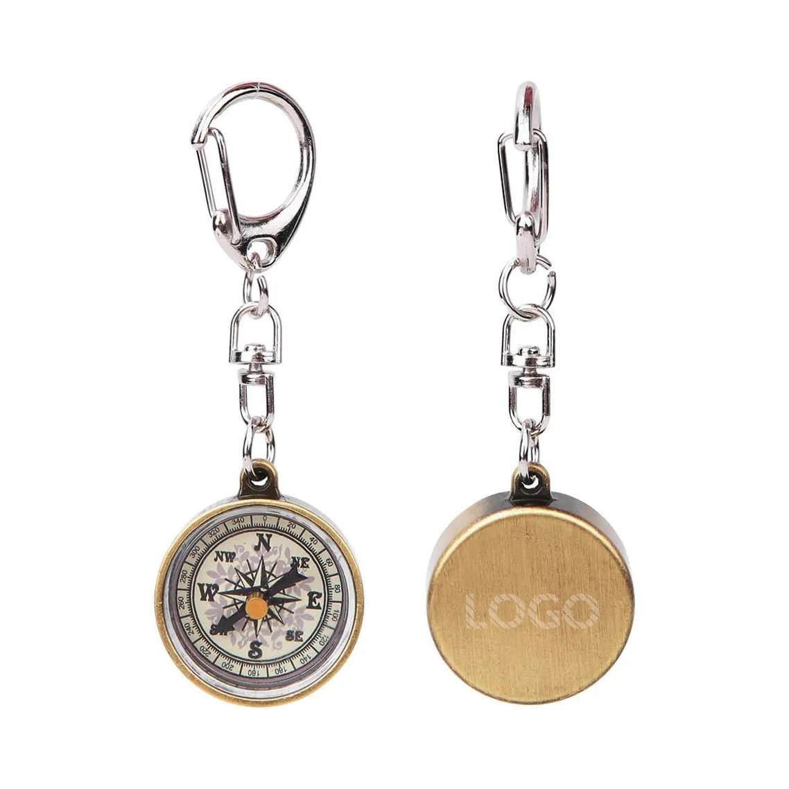 Vintage Zinc Alloy Portable Mini Pocket Compass Keychain	