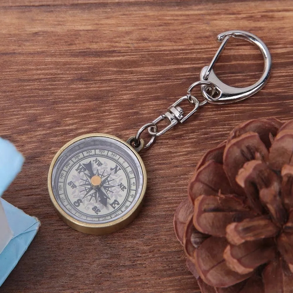 Vintage Zinc Alloy Portable Mini Pocket Compass Keychain	