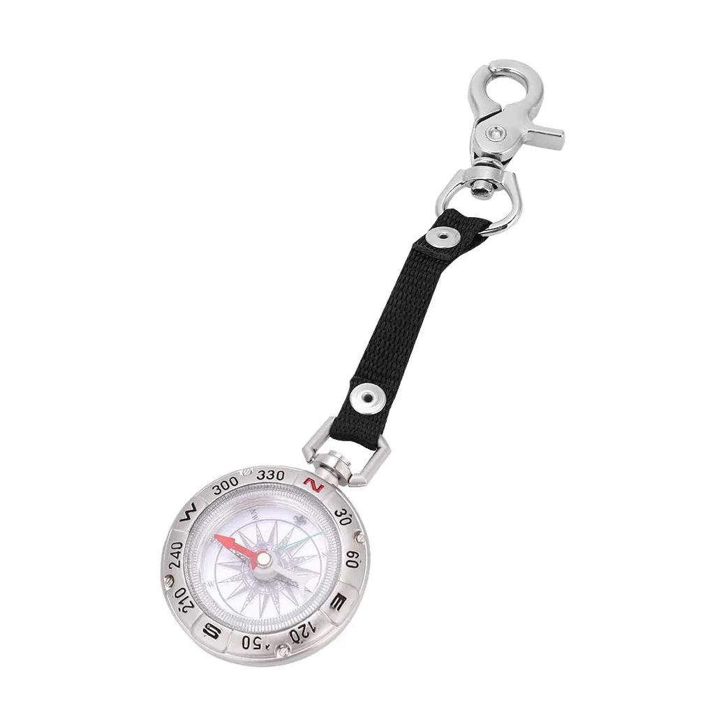 Zinc Alloy Portable Pocket Watch Compass w/ Keychain Clip	