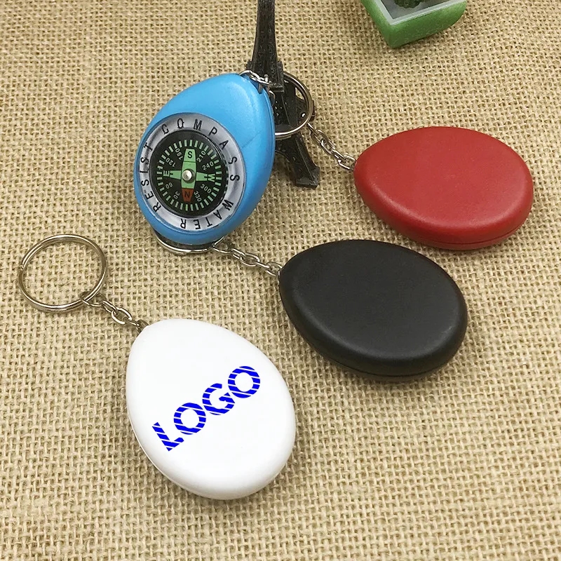 Sleek Portable Oval Waterdrop Keychain Compass	