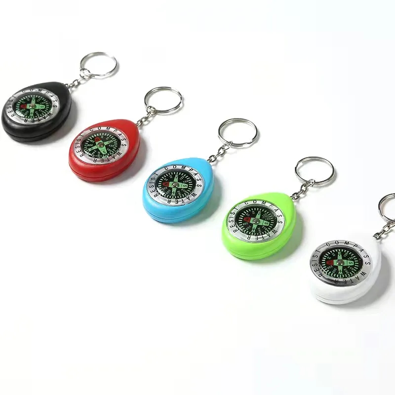 Sleek Portable Oval Waterdrop Keychain Compass	