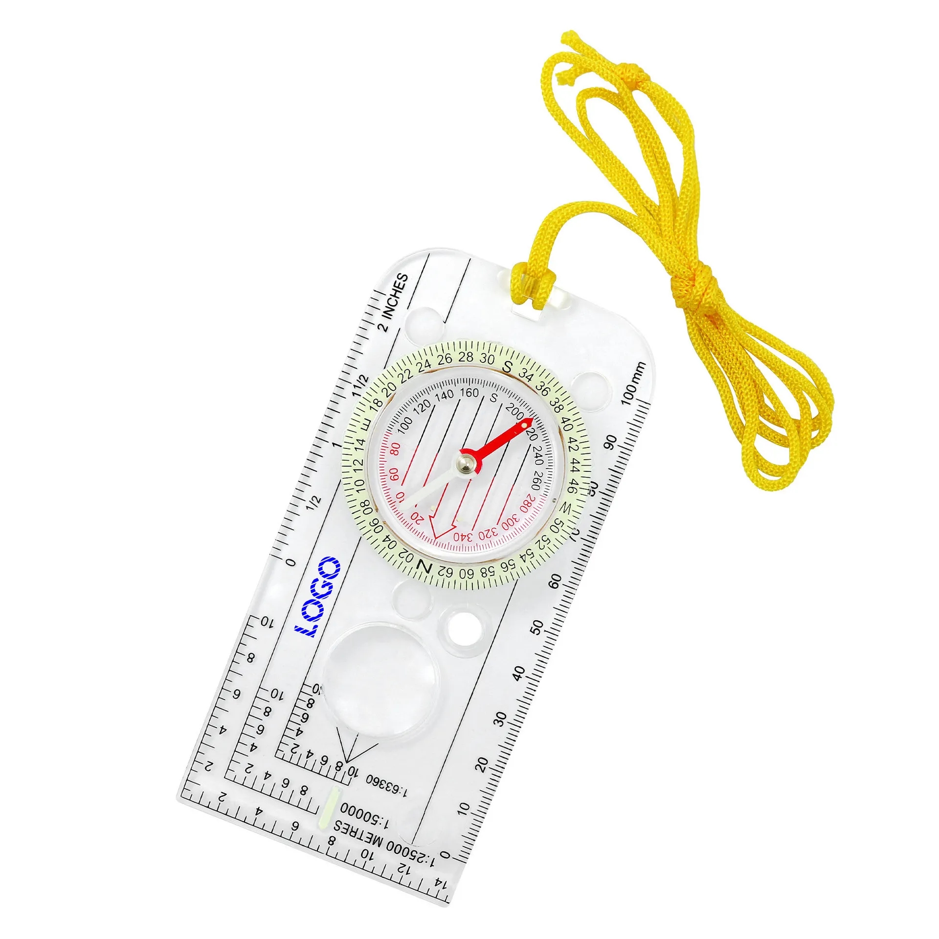 Professional Map Scale Tool with Compass, Ruler and Lanyard	