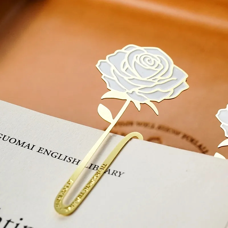 White Rose Gold Bookmark - Elegant Page Holder & Clip	