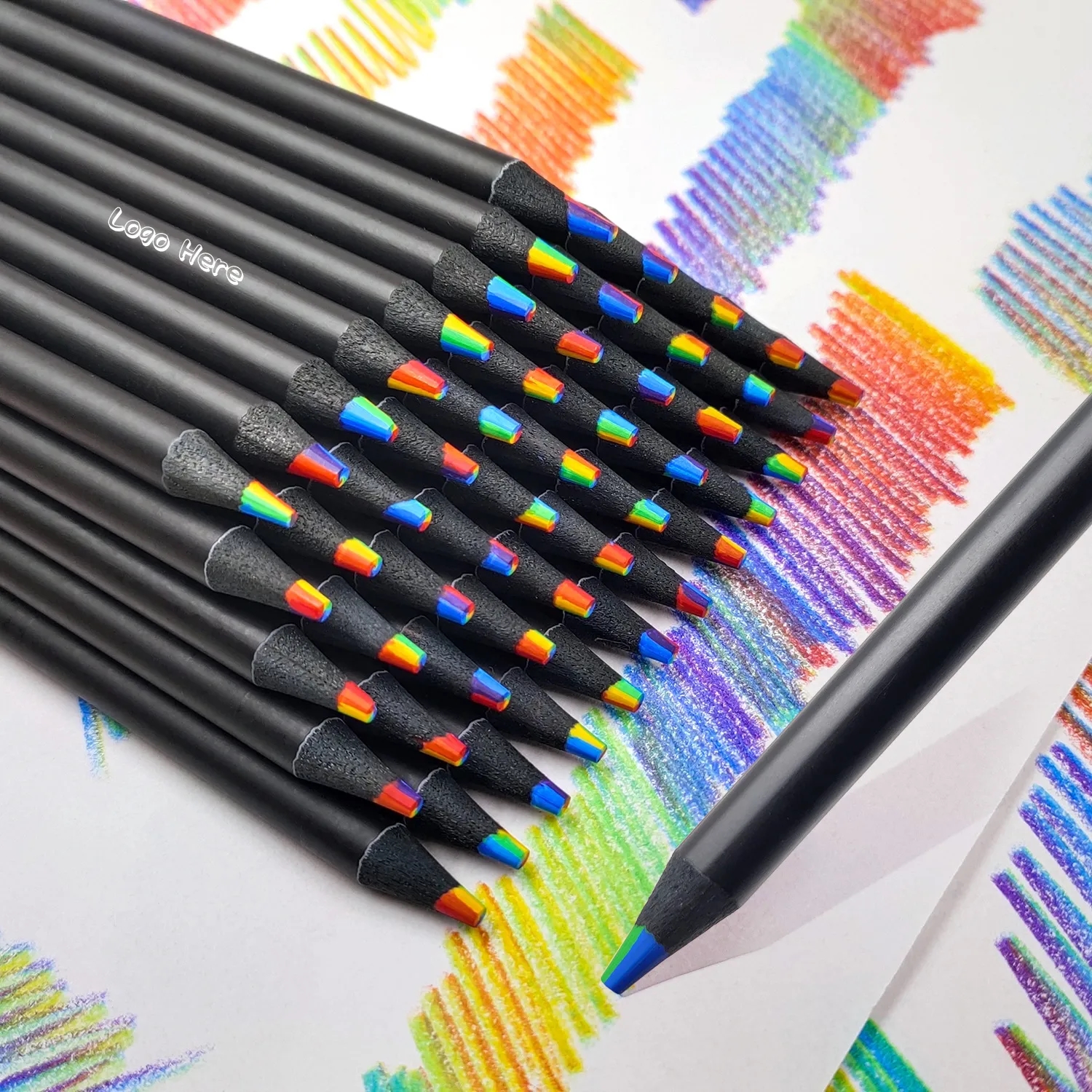 7-in-1 Colored Wood Rainbow Pencil for Creative Artwork	