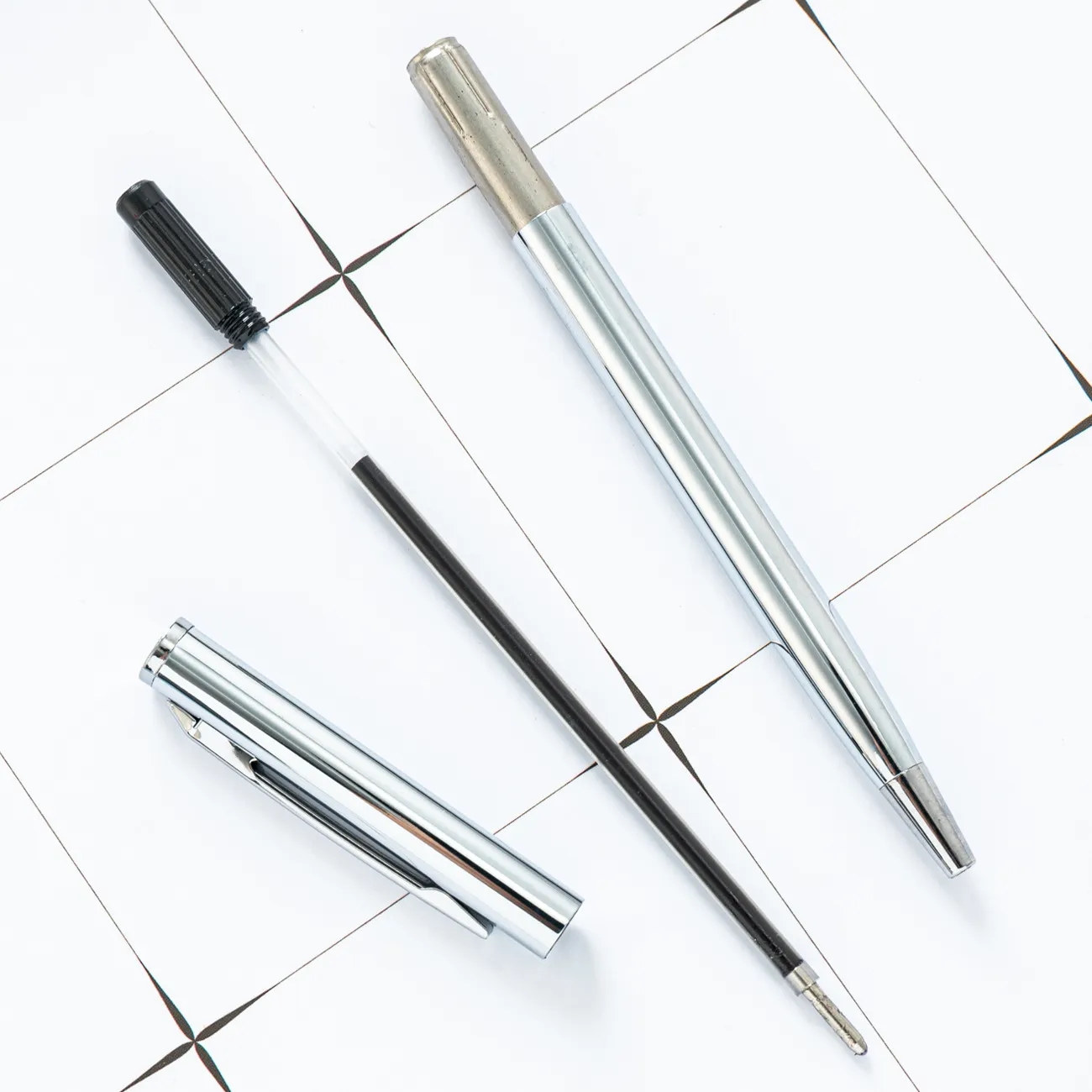 Minimalist Electroplated Metal Ballpoint Pen with Clip	