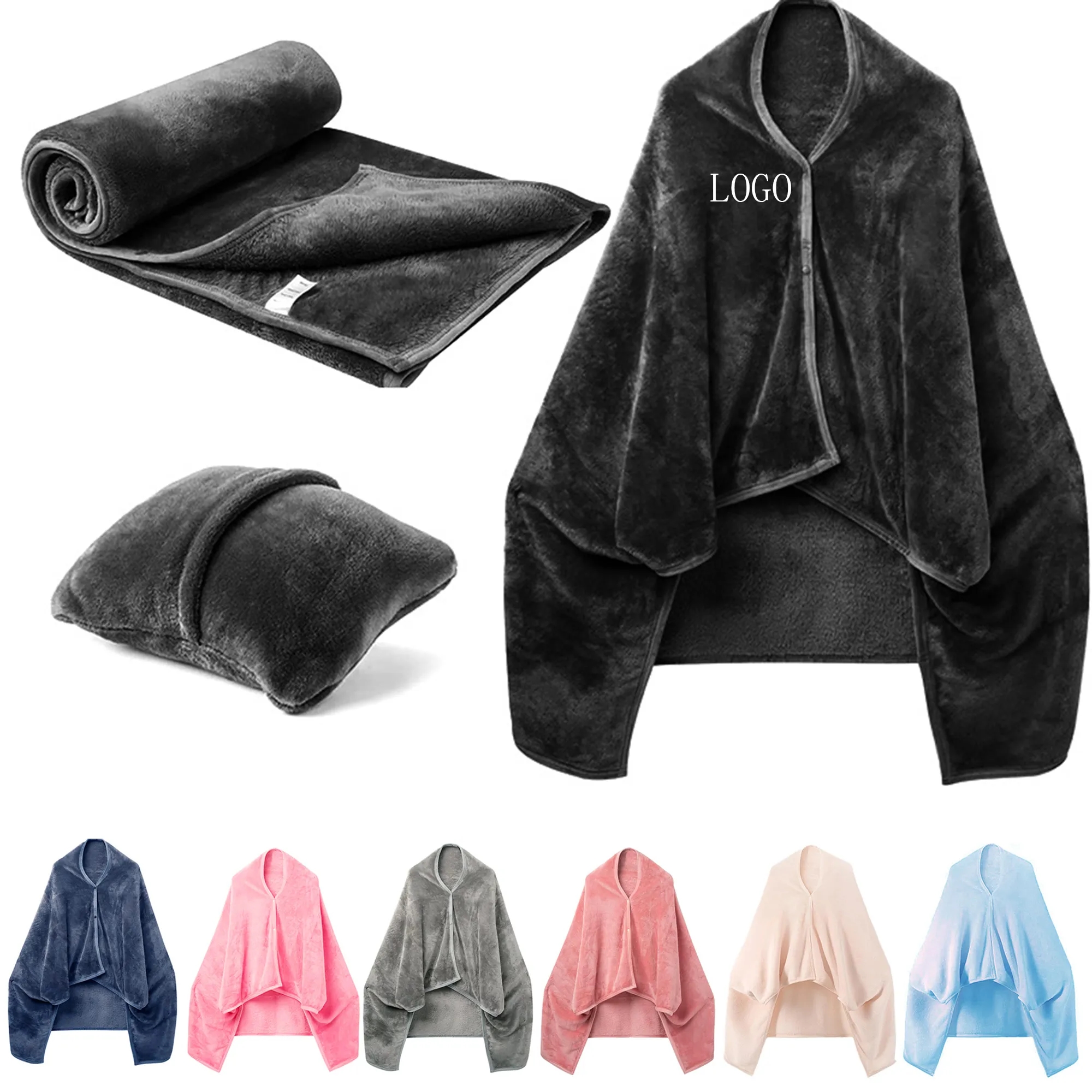2-in-1 Pillow Shawl Wearable Blanket