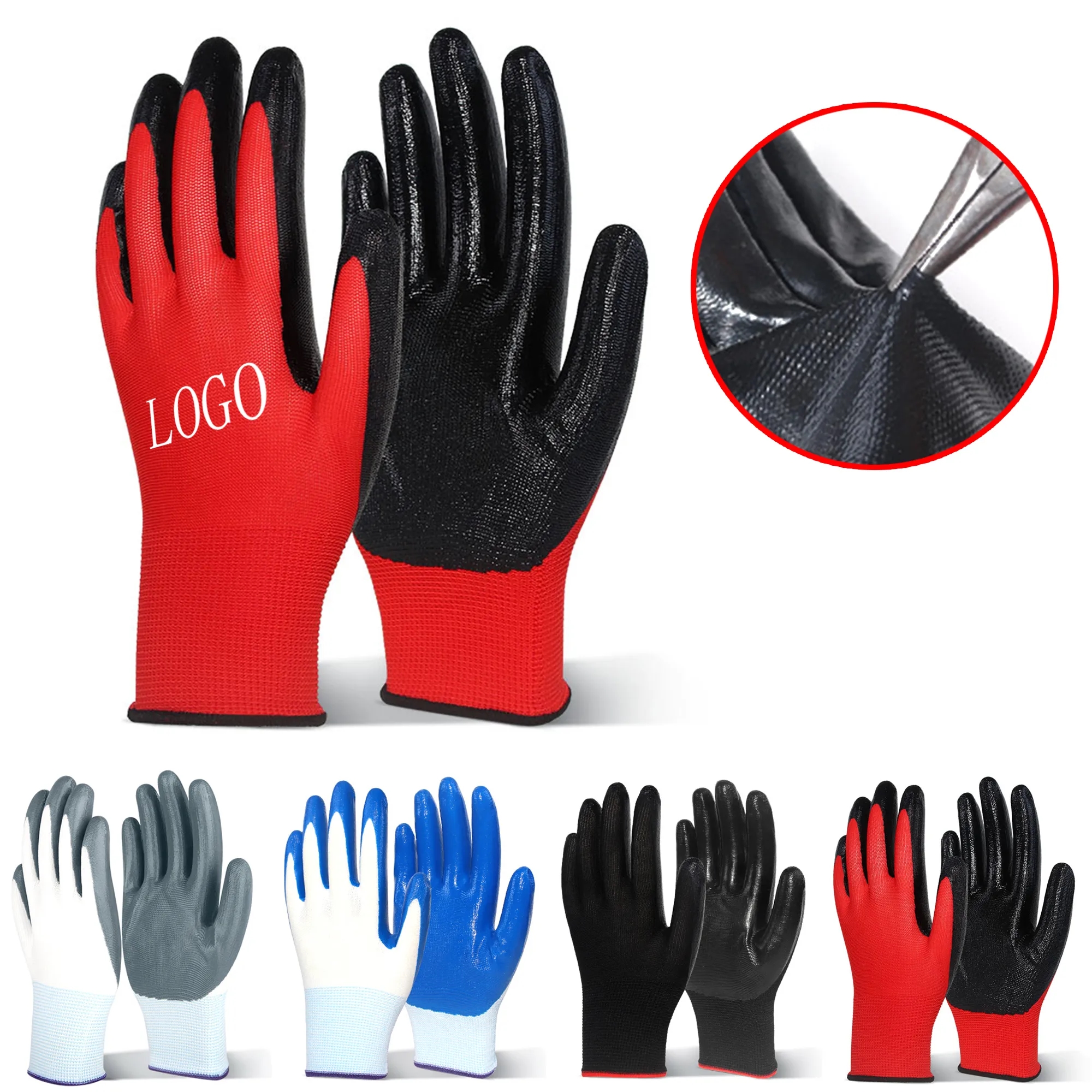 Latex Rubber Coated Safety Work Gloves