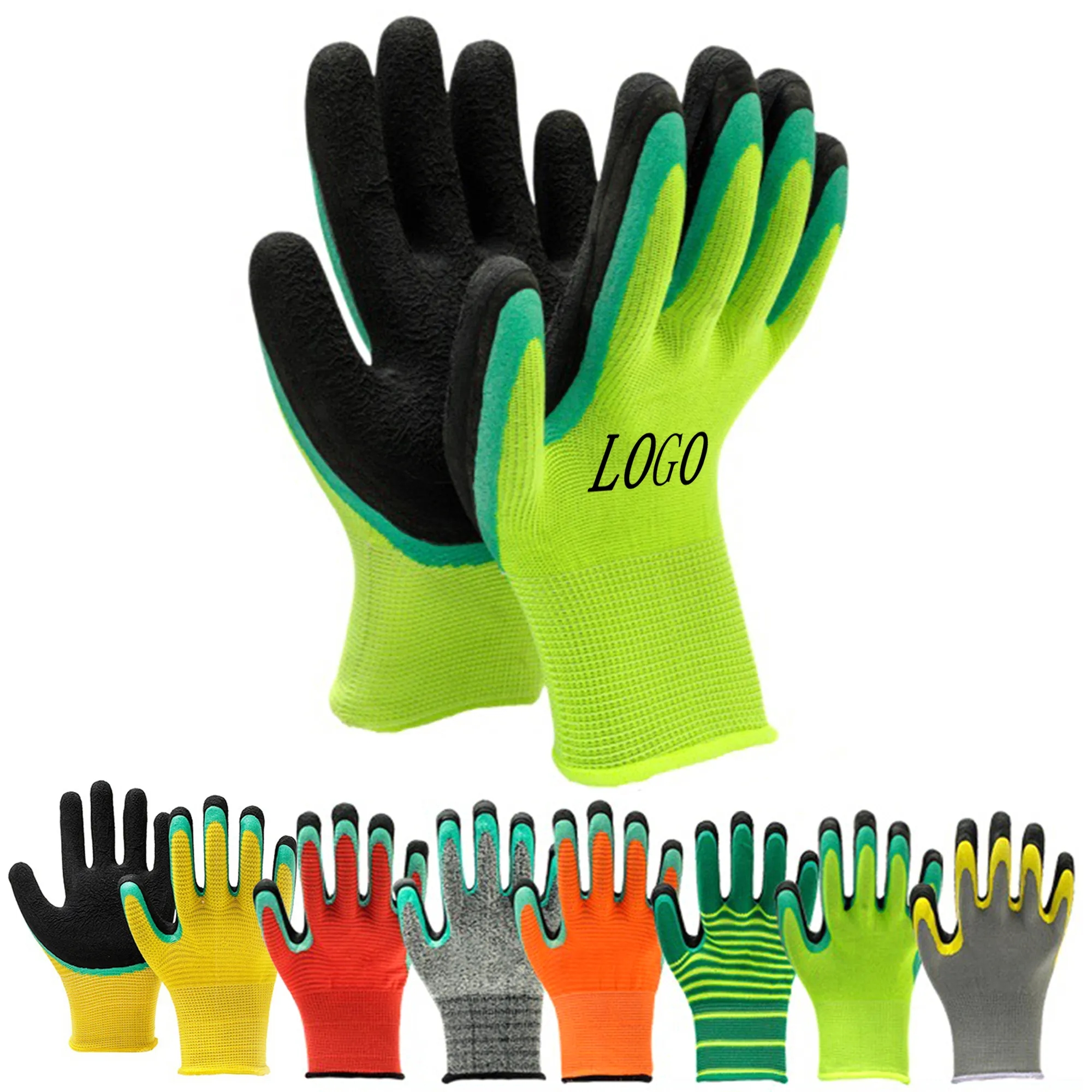 Latex Rubber Coated Safety Work Gloves