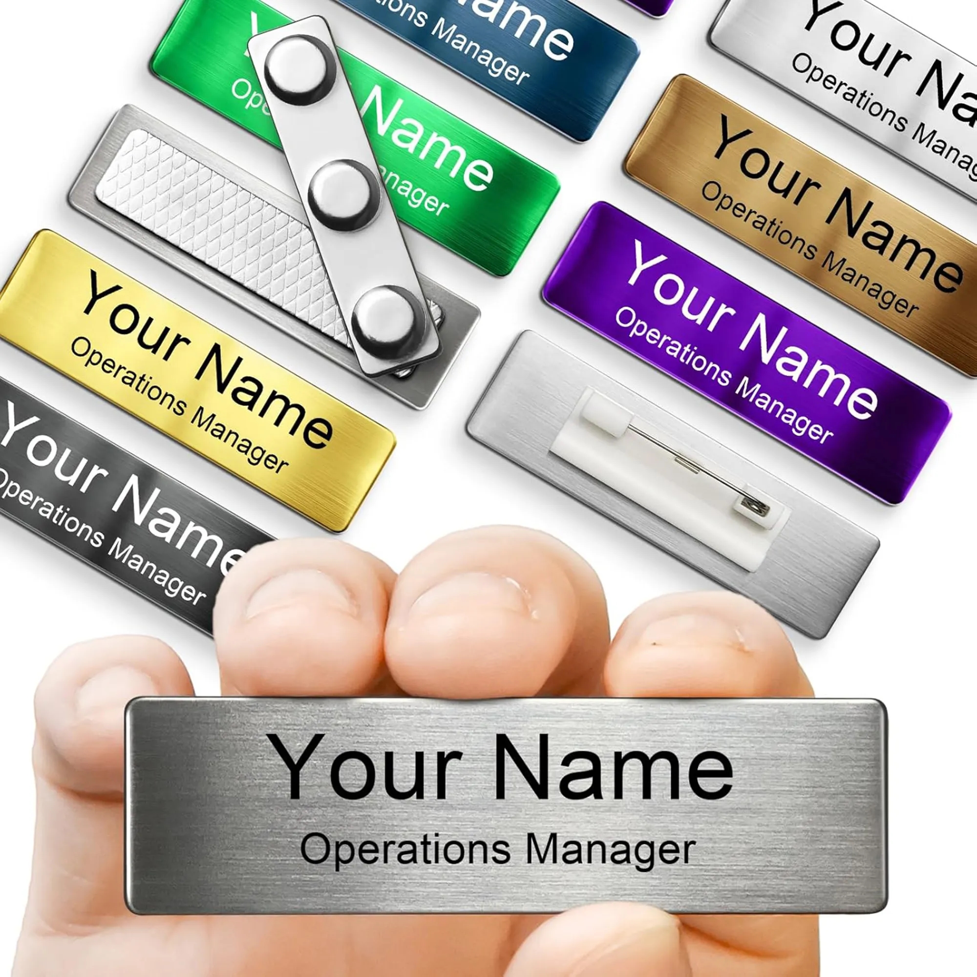Engraved Personalized Name Tags with Magnet Clip or Pin