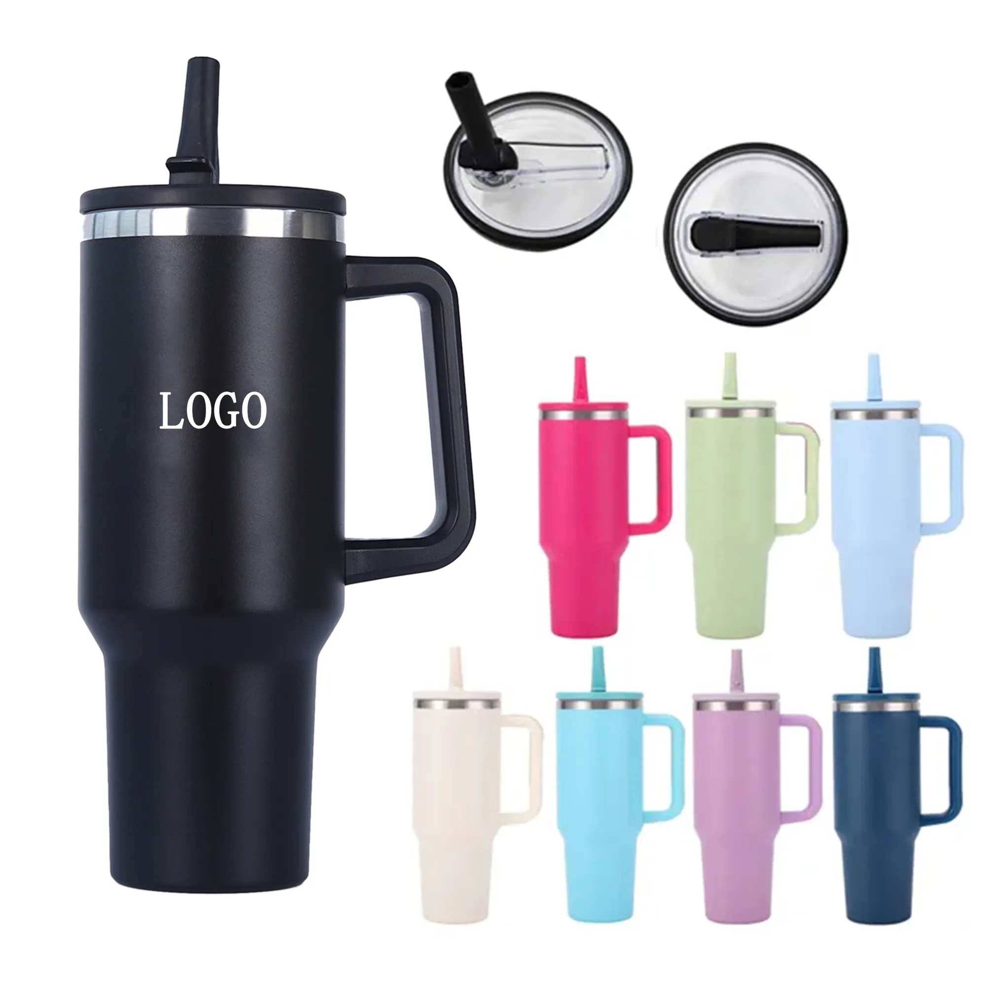 40oz Insulated Tumbler with Handle & Flip Straw