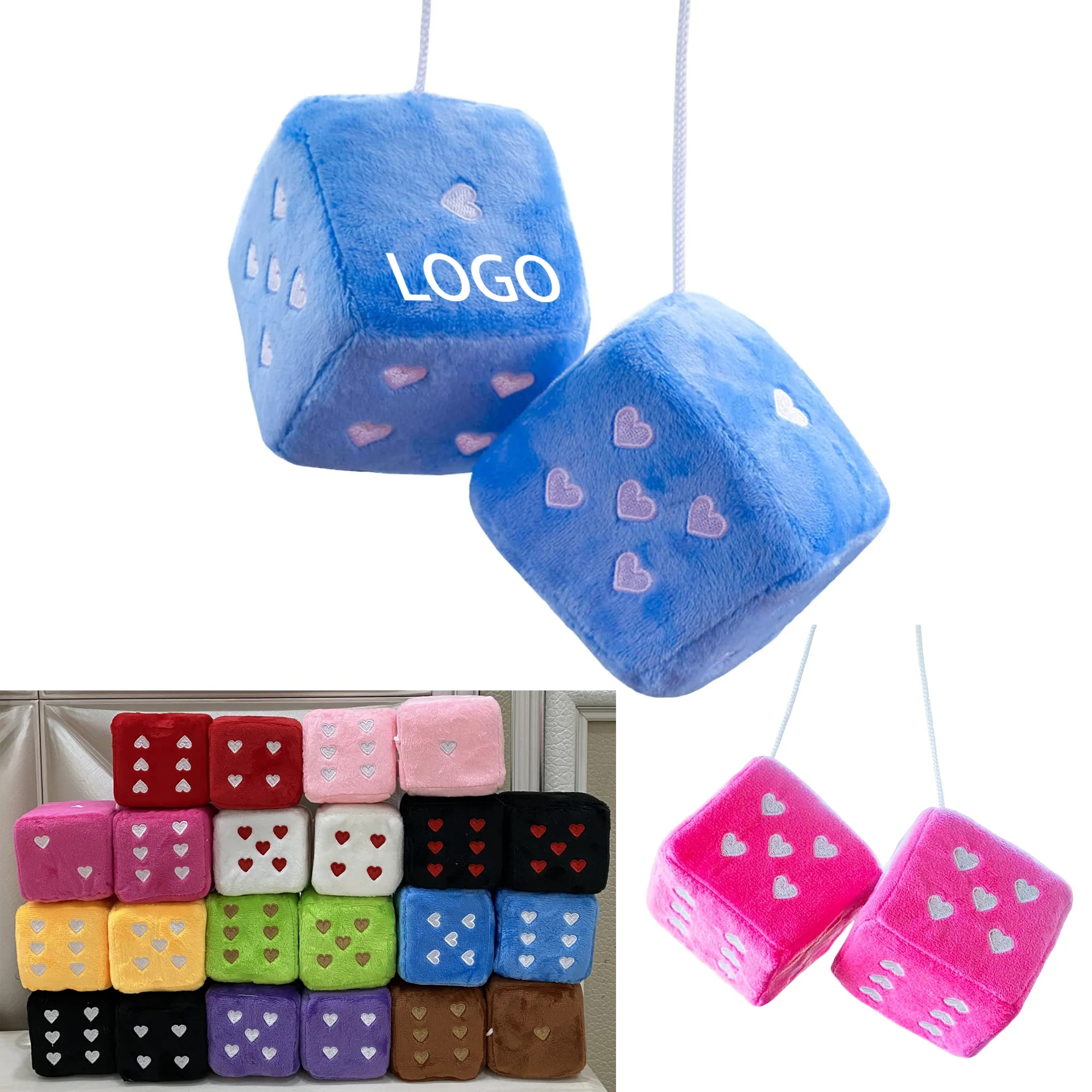 2.75" Heart Shaped Fluffy Dice