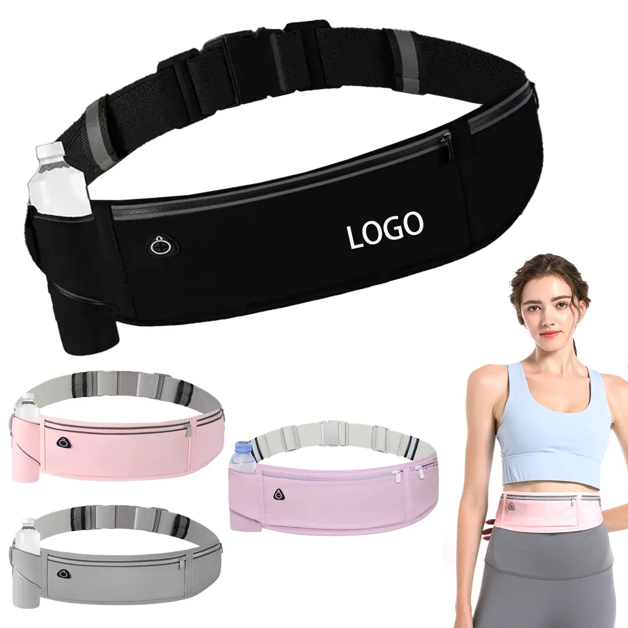 Slim Running Belt Fanny Pack (3 pockets)