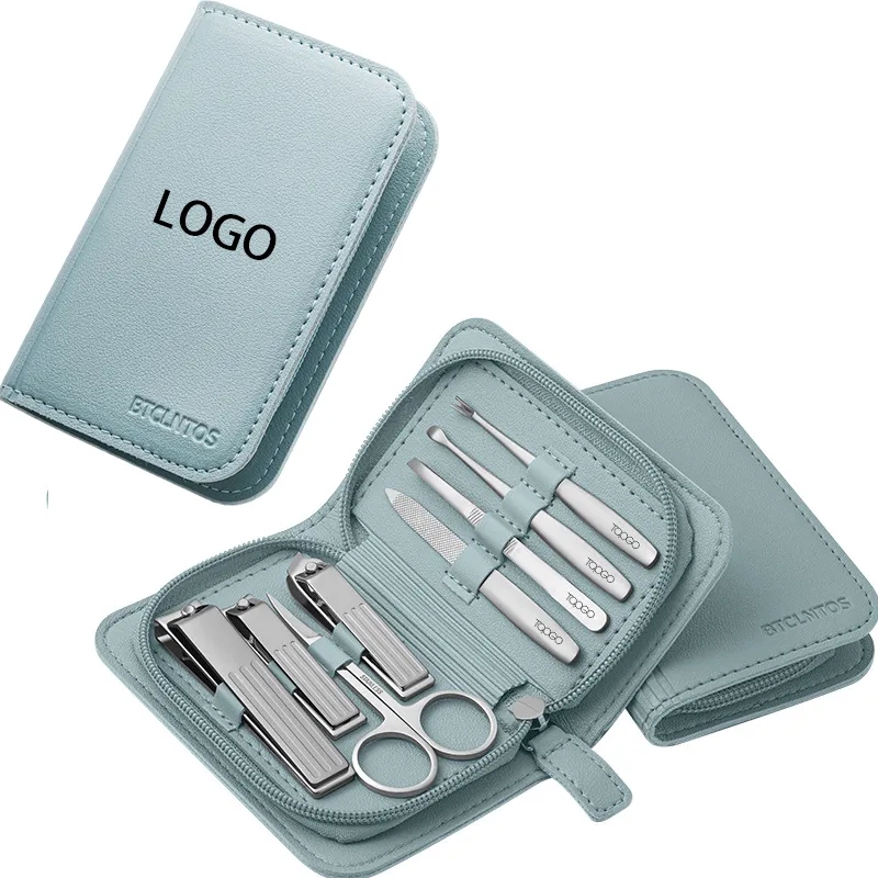 8-in-1 Stainless Steel Manicure Set with Leather Case