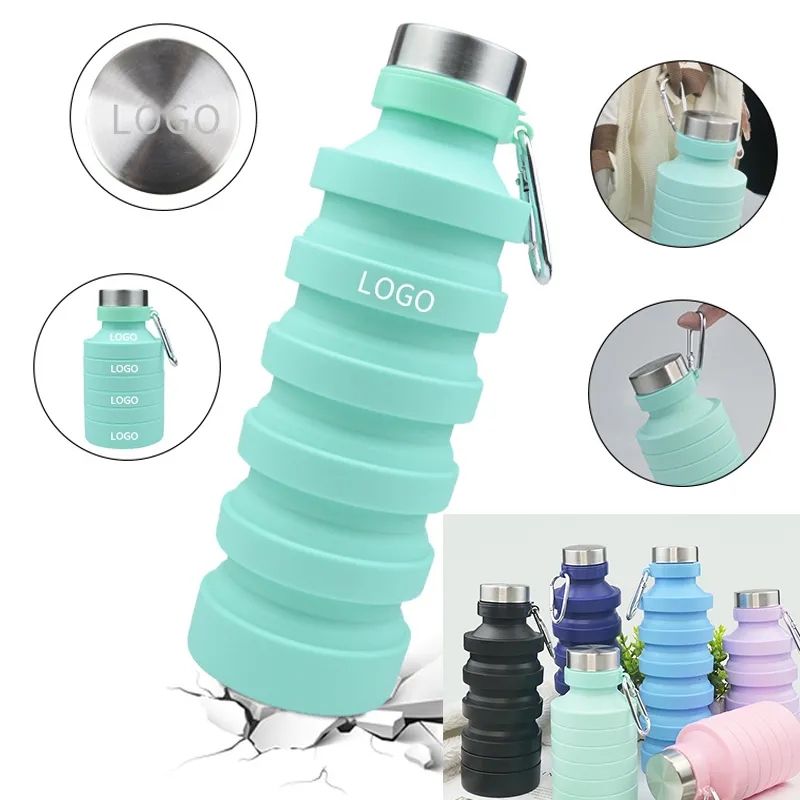 27oz Collapsible Silicone Water Bottle with Carabiner
