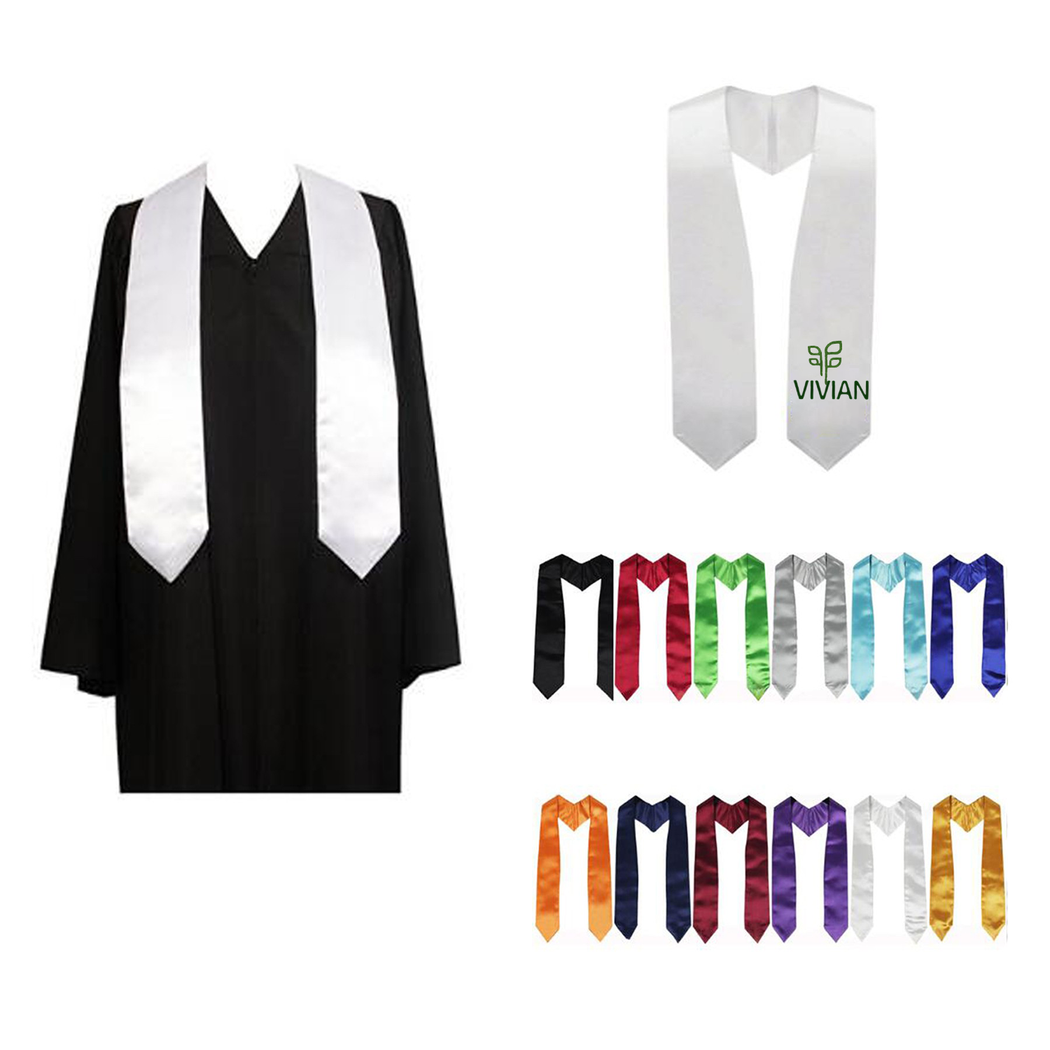 71 Inch Plain Graduation Stole 1