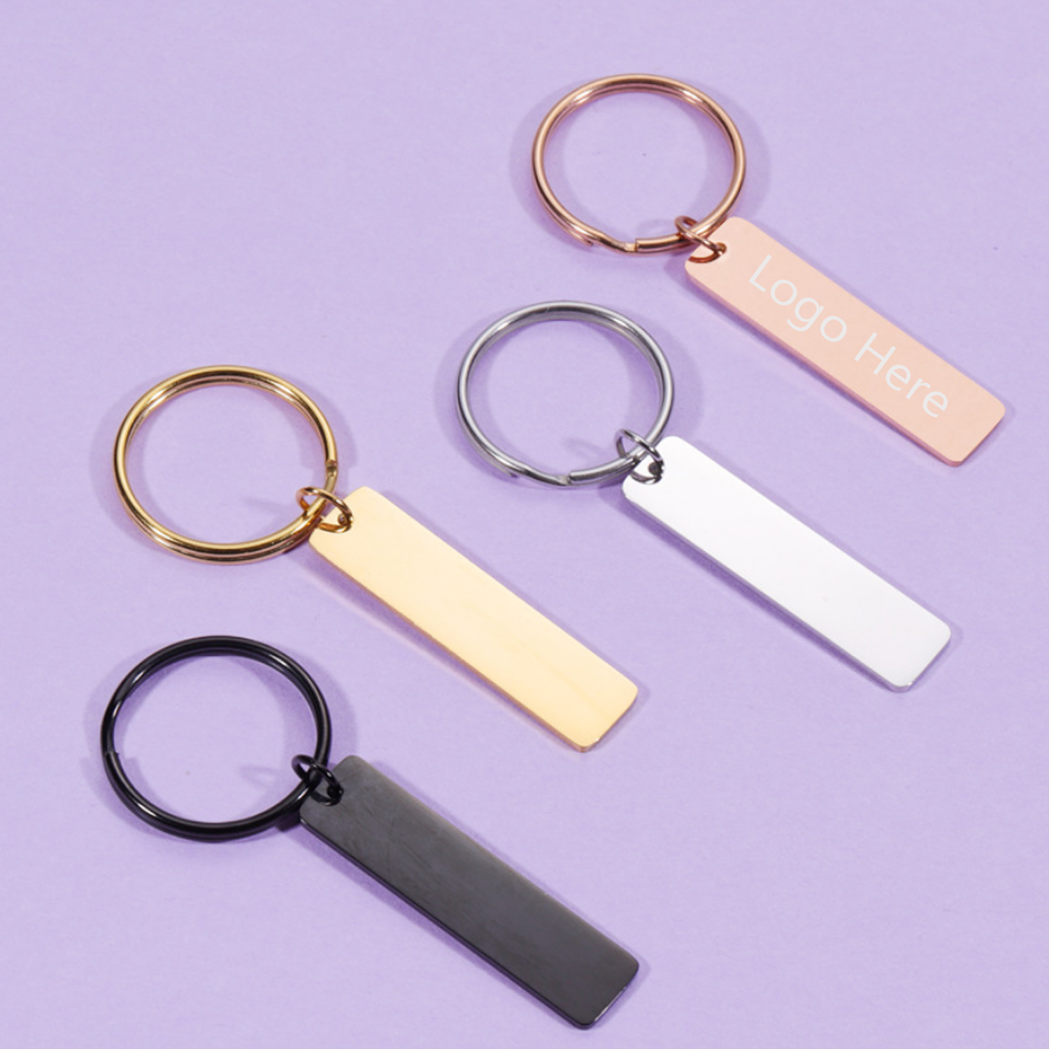 Rectangular Stainless Steel Tag Keychain 2